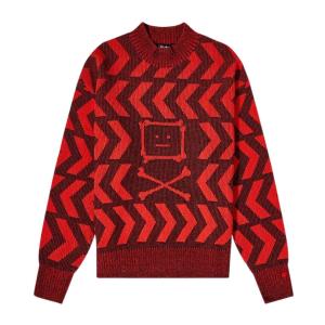 Keith Cross Bones Face Relaxed Crew Knit Black/Sharp Red