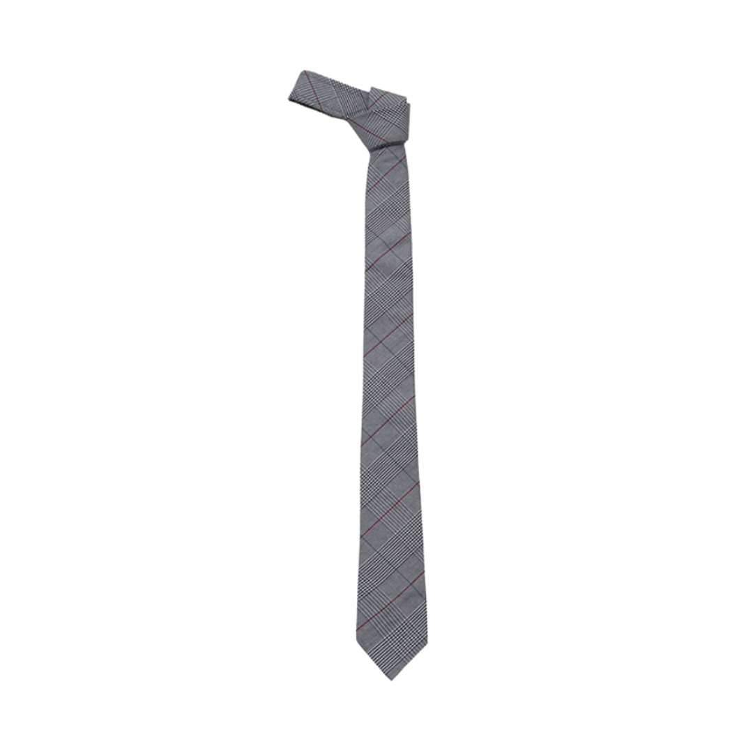 Gray Cotton Check Tie 