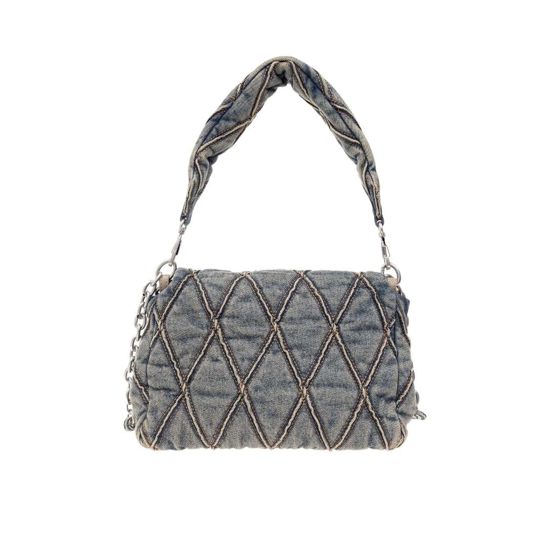 Charm D initial denim shoulder bag