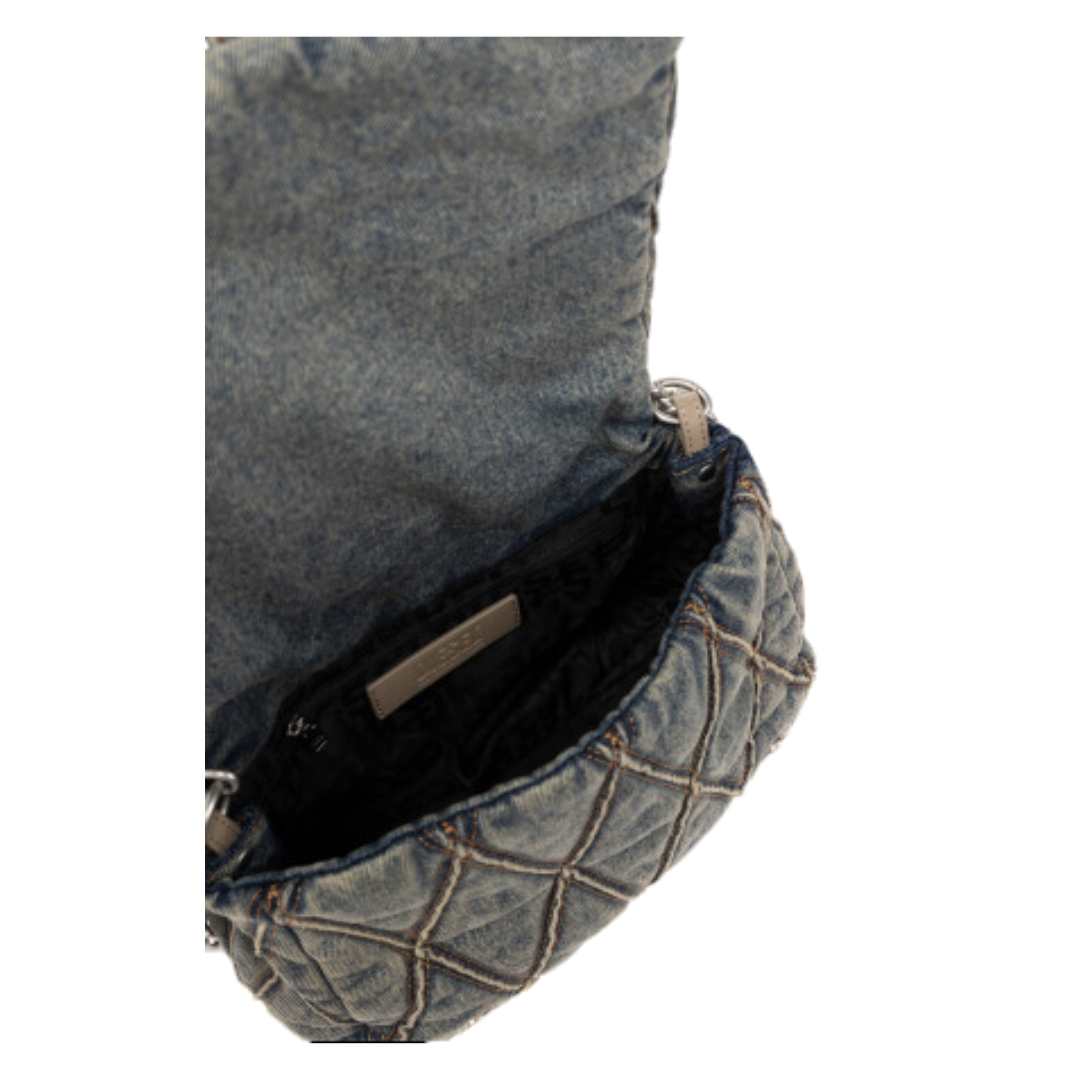 Charm D initial denim shoulder bag