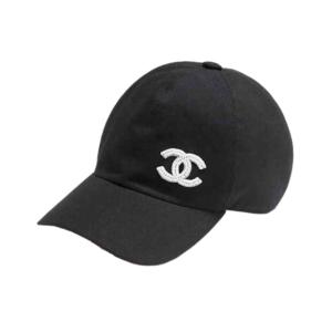 Chanel Glass Logo Cotton Ball Cap Black Common