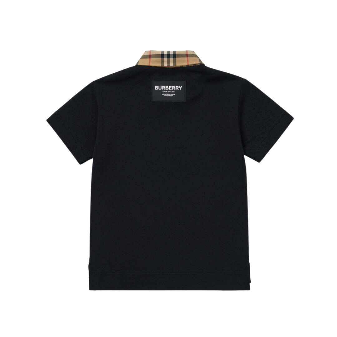 Vintage Check Trimming Pique Polo Children's Short Sleeve T-Shirt Trend Mecca