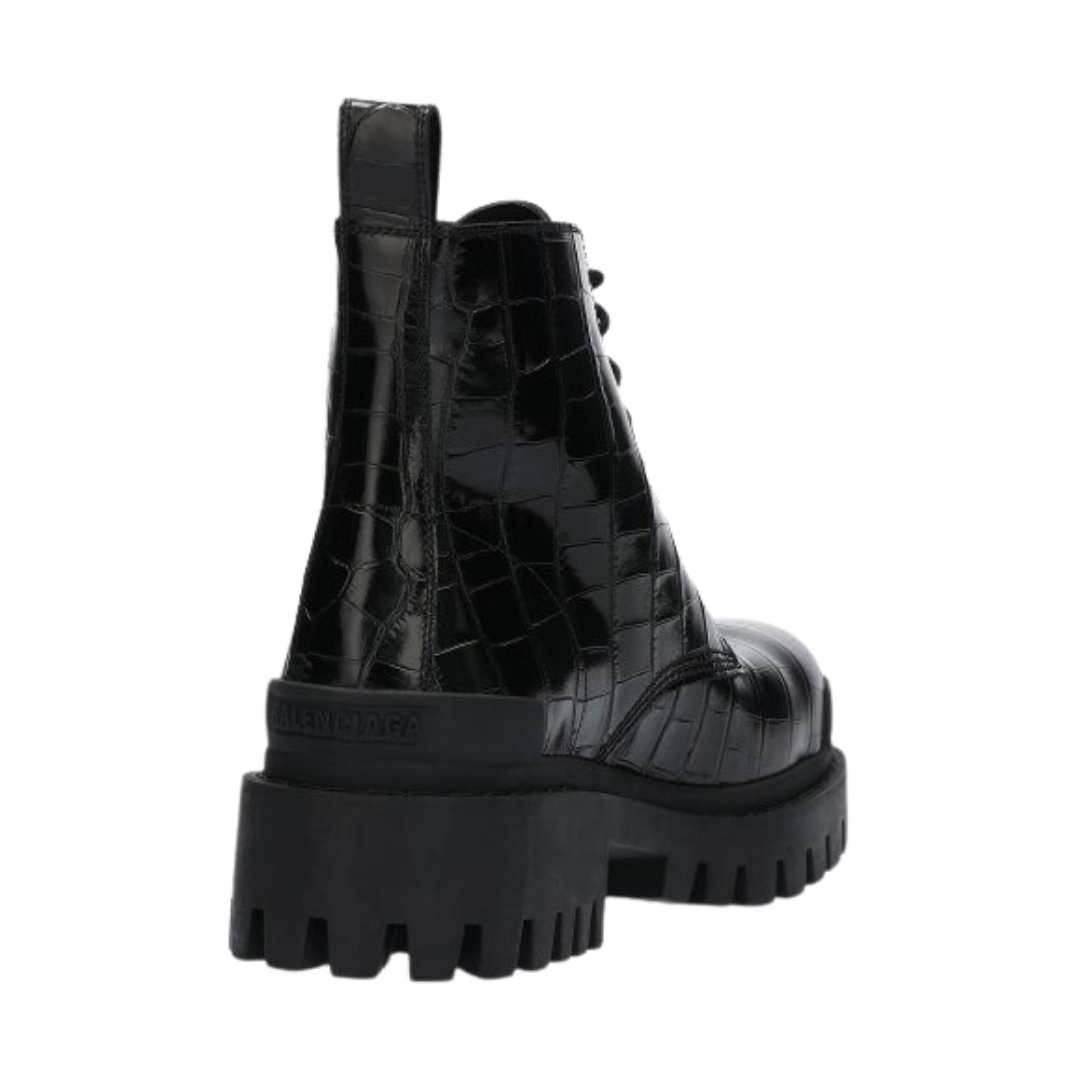 Men’s Snake Texture Biker Boots – Black