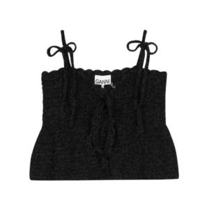 Women's Velvet Crochet Bustier - Black 
