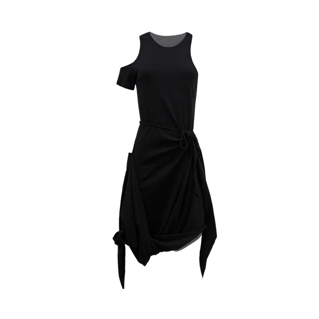 ASYMMETRIC DRAPING DRESS BLACK 