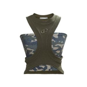 CAMOUFLAGE JERSEY LAYERED CROPTOP