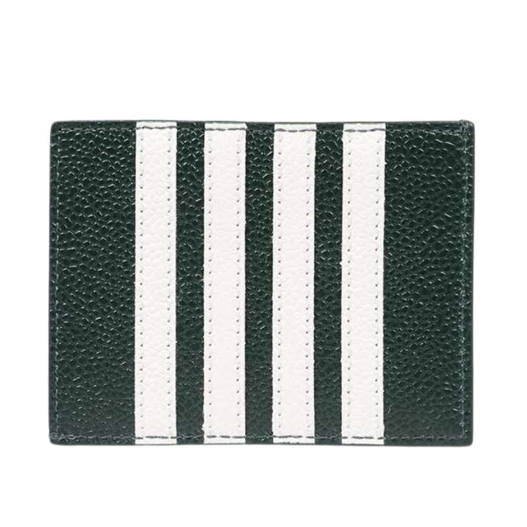 4-bar applique striped pebble grain single card wallet