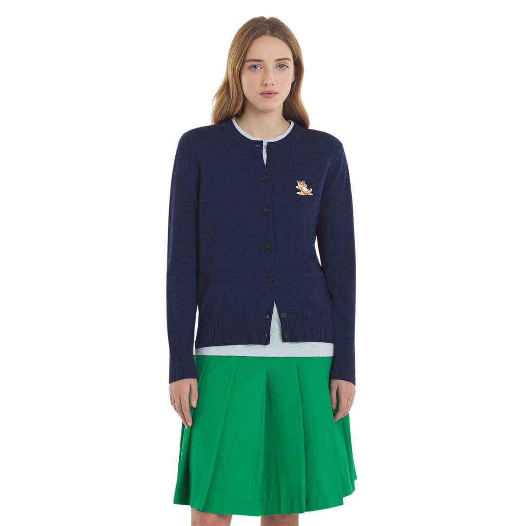 Chillax Fox Patch Adjusted R-Neck Cardigan