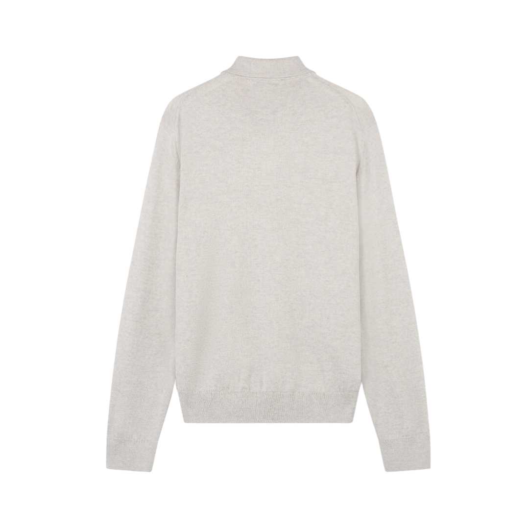 Maison Kitsune Bold Fox Head Patch Polo Jumper Light Grey Melange