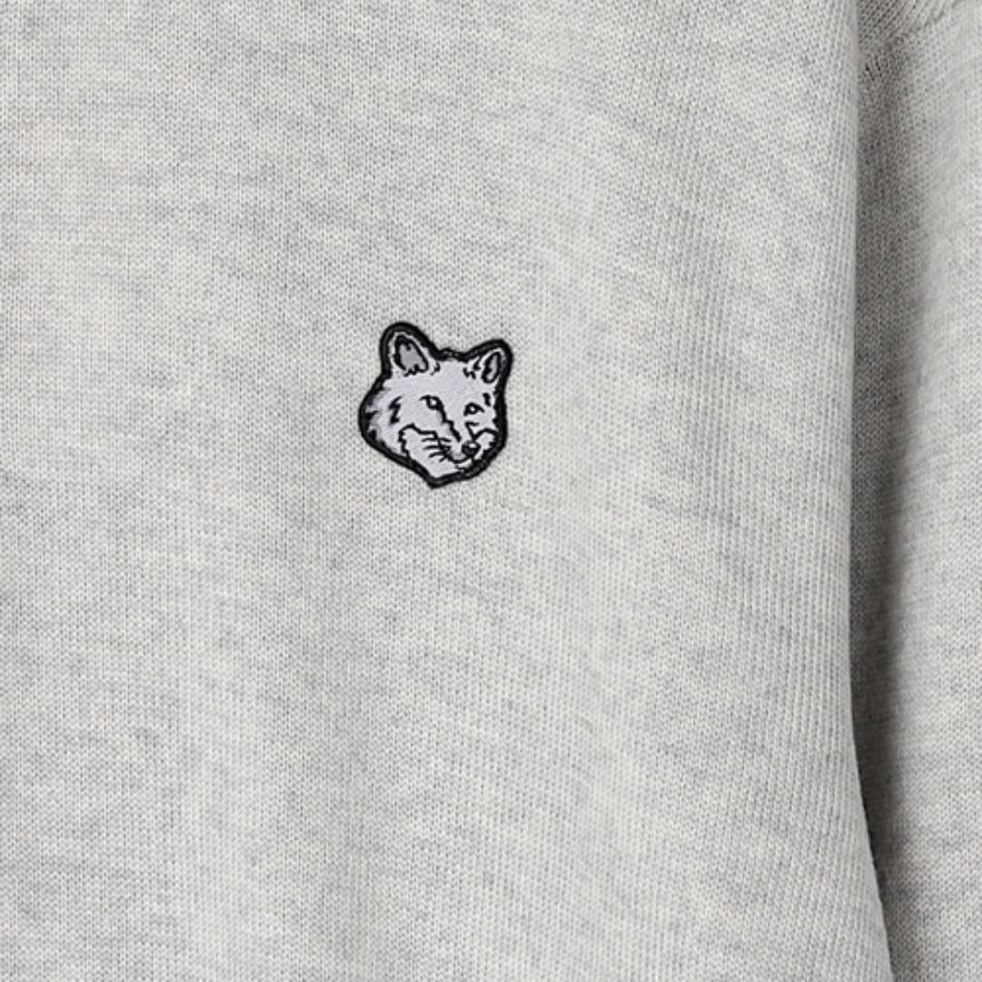 Maison Kitsune Bold Fox Head Patch Polo Jumper Light Grey Melange