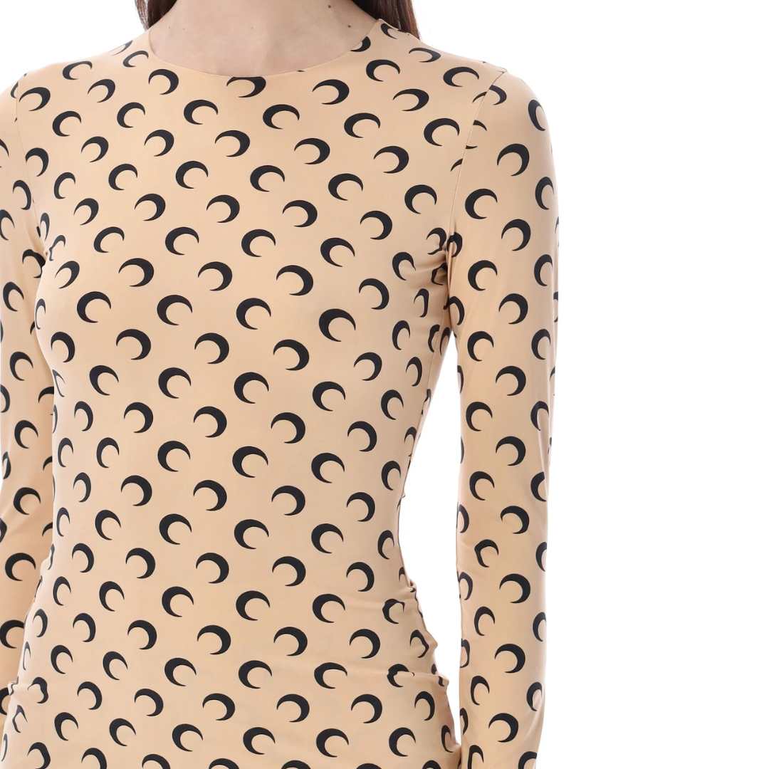 Crescent Moon-Printed Long-Sleeved Top