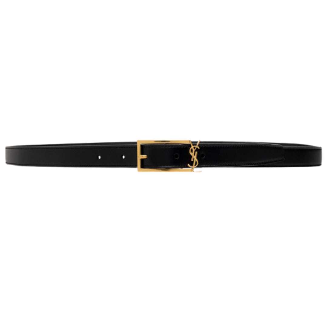 monogram square buckle slim belt