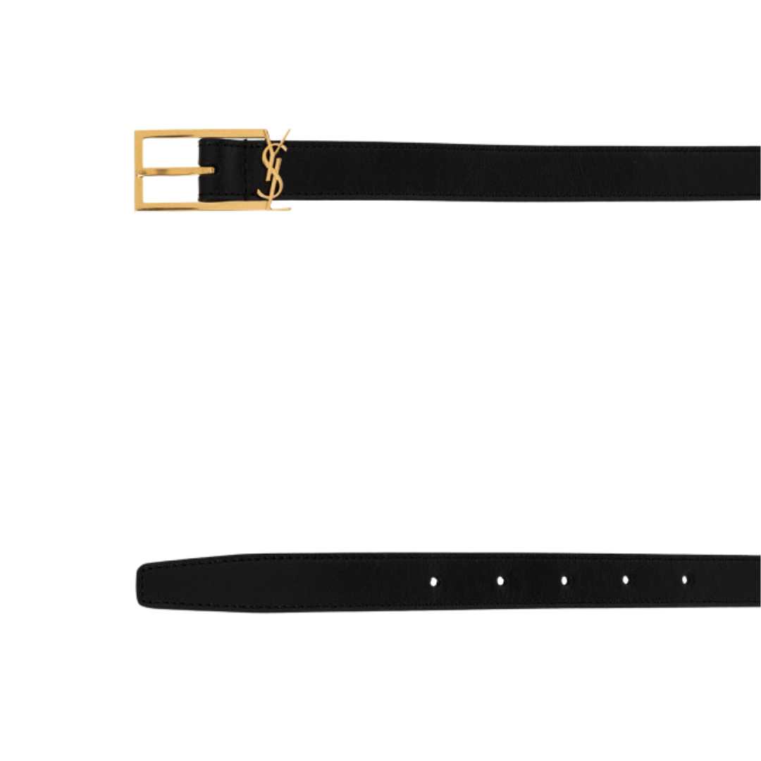 monogram square buckle slim belt