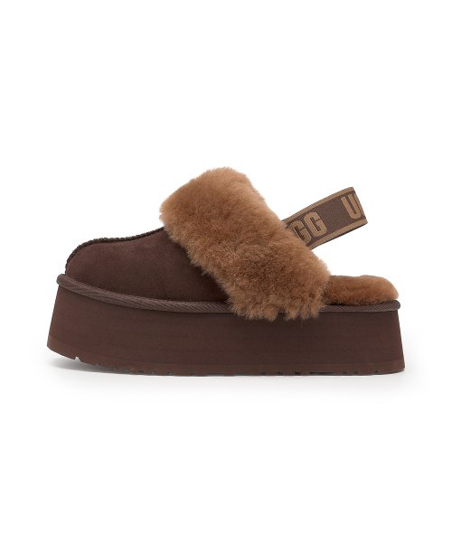  logo banding fur collar platform sandals (Funket)_BURNT CEDAR