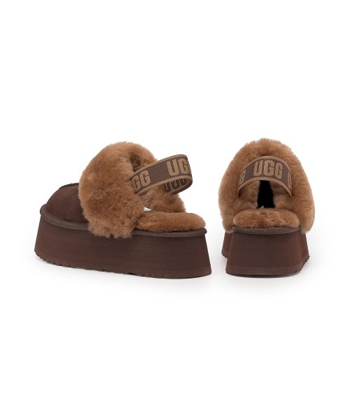  logo banding fur collar platform sandals (Funket)_BURNT CEDAR