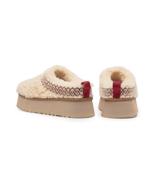Stitched collar platform slippers (Taz Ugg braid)_NATURAL