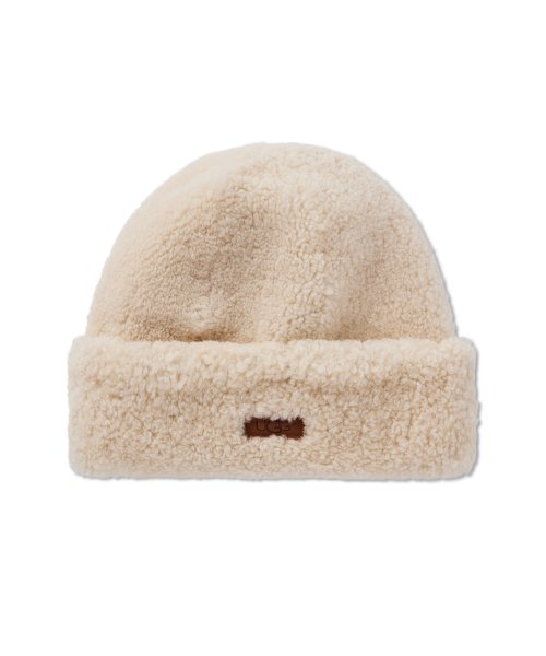 Curly Wool Cuff Hat (Curly Sheepskin Cuff Hat) W - Chestnut 