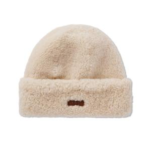 Curly Wool Cuff Hat (Curly Sheepskin Cuff Hat) W - Chestnut 