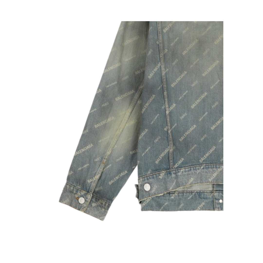 Men's Logo Pattern Denim Jacket - Sky Blue