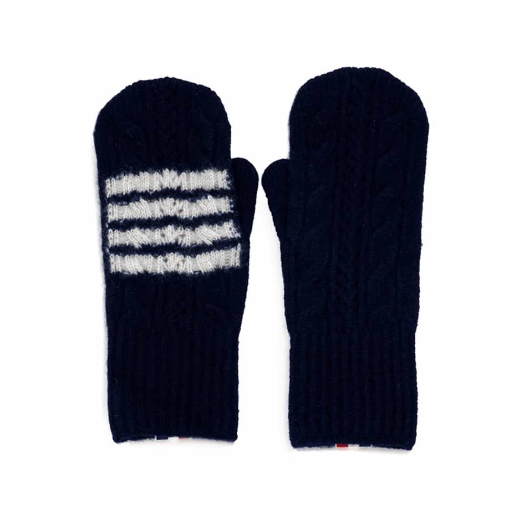 Hairy Silk Cashmere Cable Pointelle 4-Bar Mittens