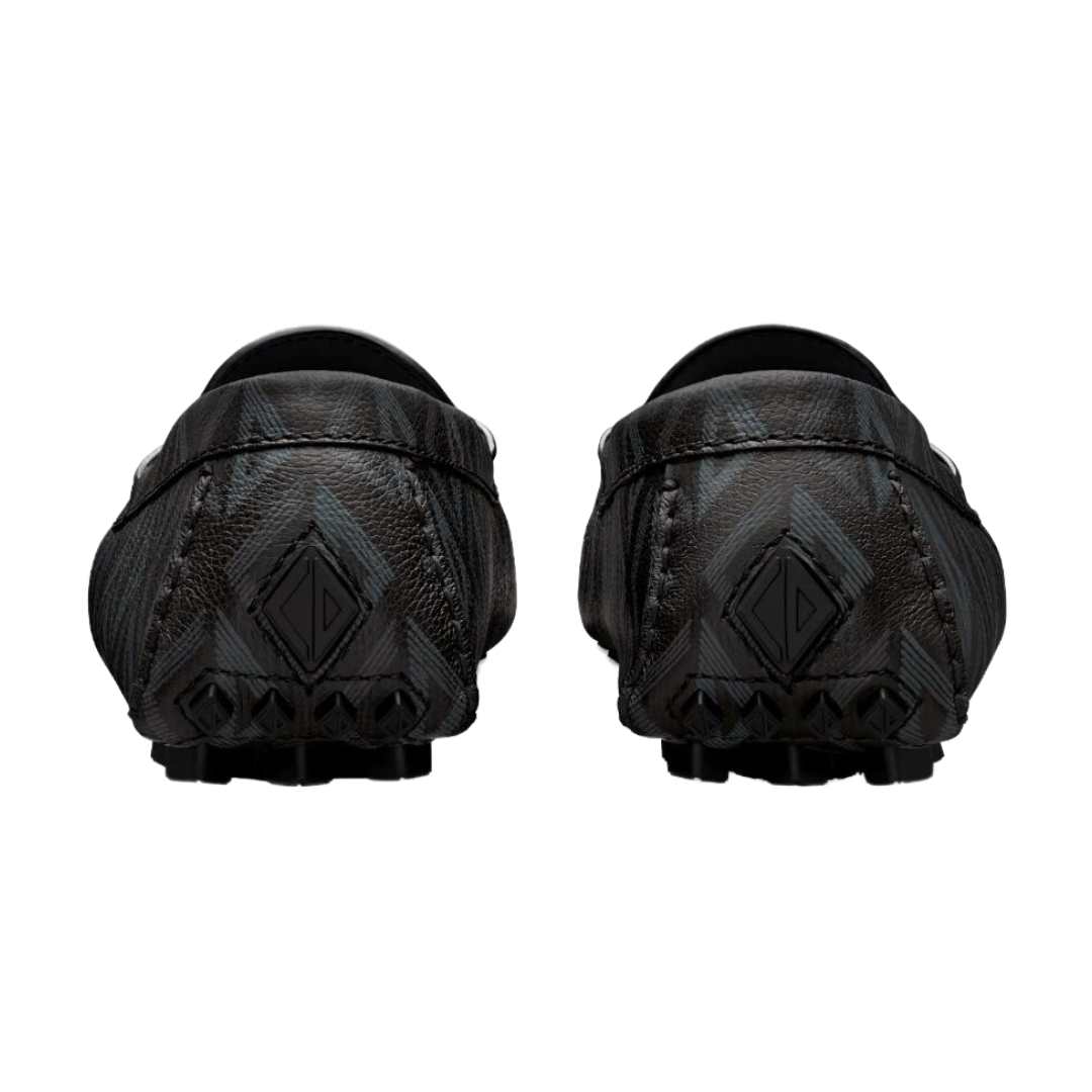 CD Diamond motif grained leather loafers black