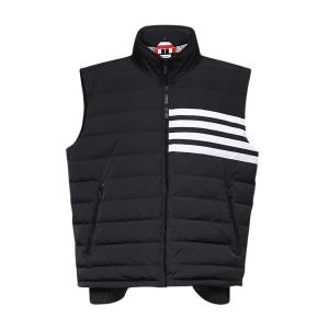 4-bar striped poly twill padded vest 
