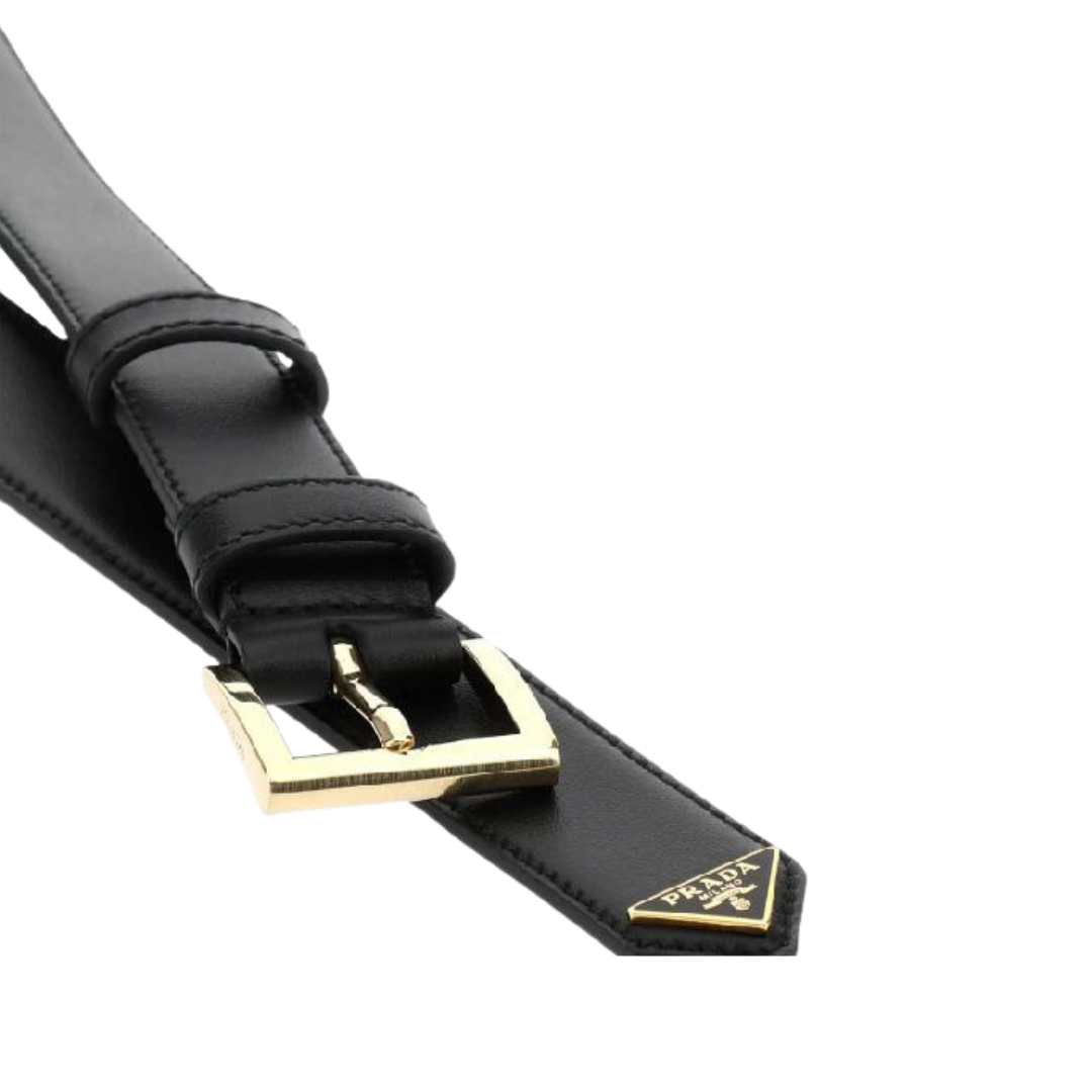 Triangle logo leather belt