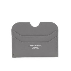 Logo gray leather card wallet