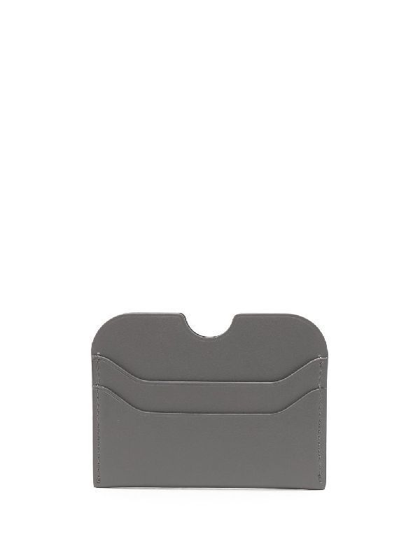 Logo gray leather card wallet