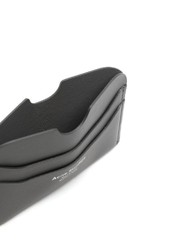 Logo gray leather card wallet