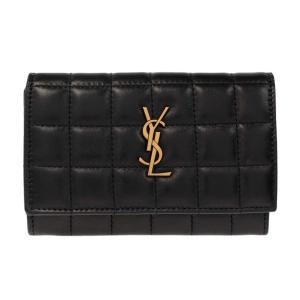 Saint Laurent Cassandre Matelasse Carre Small Envelope Wallet in Lambskin Black