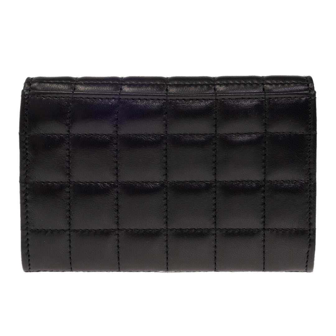 Saint Laurent Cassandre Matelasse Carre Small Envelope Wallet in Lambskin Black