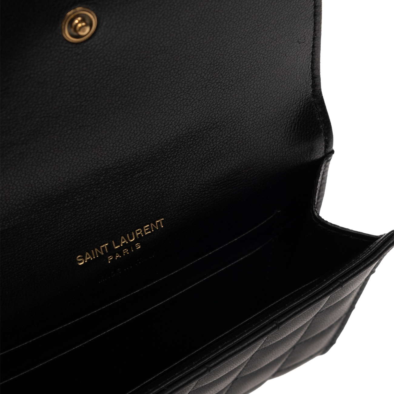 Saint Laurent Cassandre Matelasse Carre Small Envelope Wallet in Lambskin Black