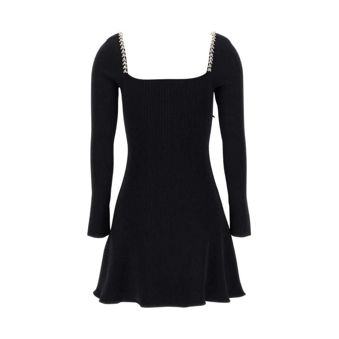 Black Knit Diamante Mini Dress