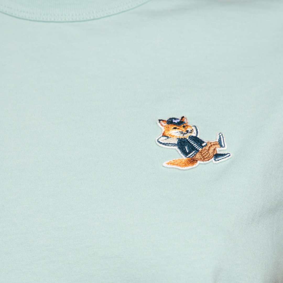(W) Maison Kitsune Dressed Fox Patch Classic T-Shirt Blue Haze