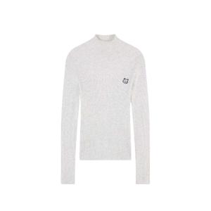 TONAL FOX HEAD PATCH FINE RIBBED TURTLENECK