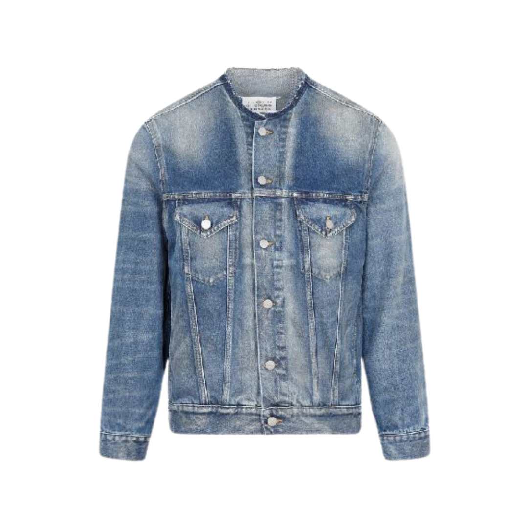 Men’s collarless denim jacket