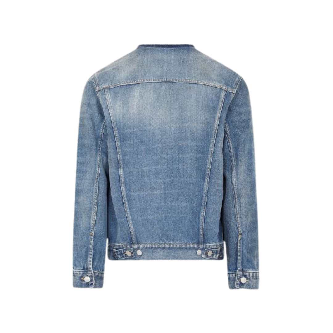 Men’s collarless denim jacket