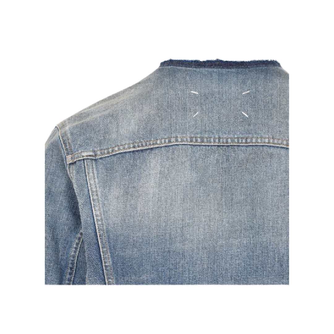 Men’s collarless denim jacket