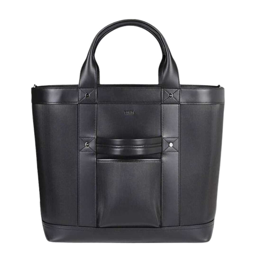 Corduroy leather tote bag