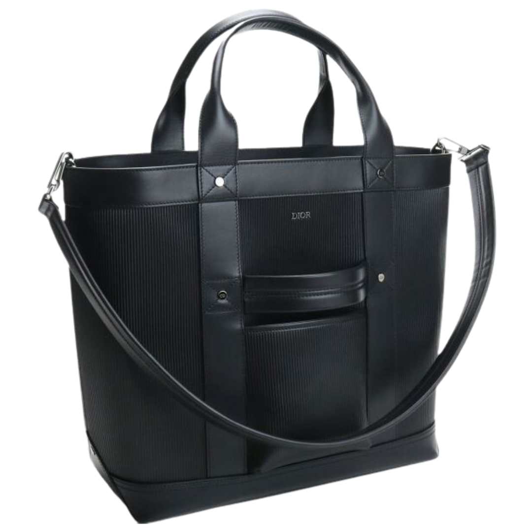 Corduroy leather tote bag