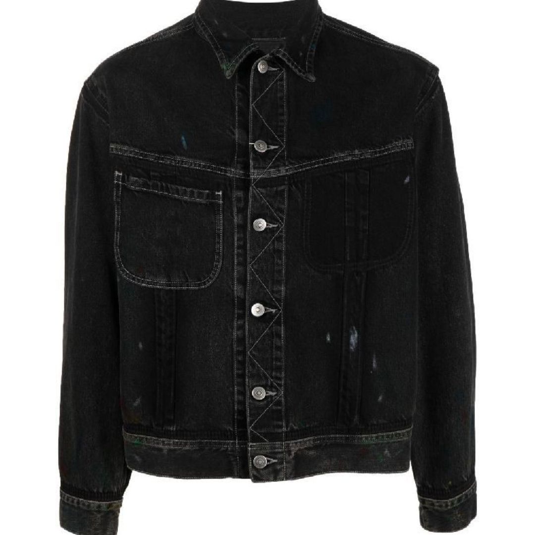 backstitch painted denim jacket