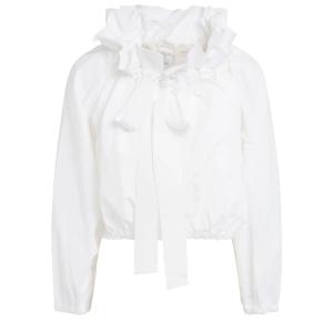Bow cotton long sleeve blouse