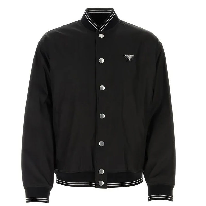 Reversible nylon and cotton fleece bomber jacket