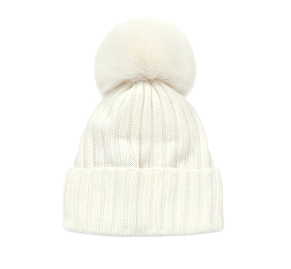 White Logo Wool Beanie