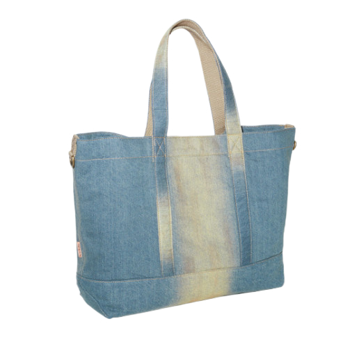 DENIM TOTE BAG - Light blue/beige