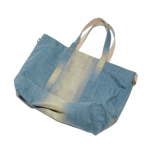 DENIM TOTE BAG - Light blue/beige