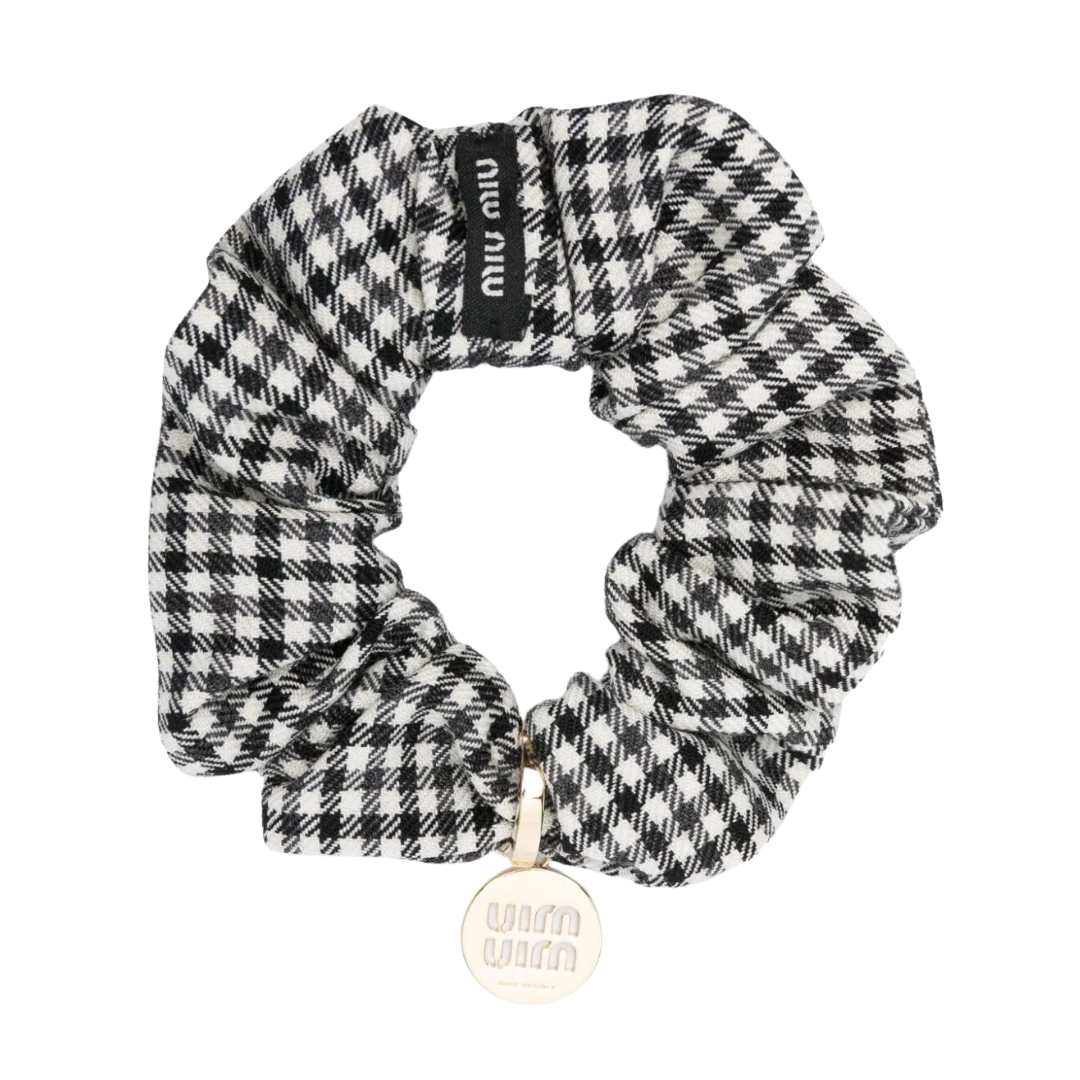 Logo charm check scrunchie