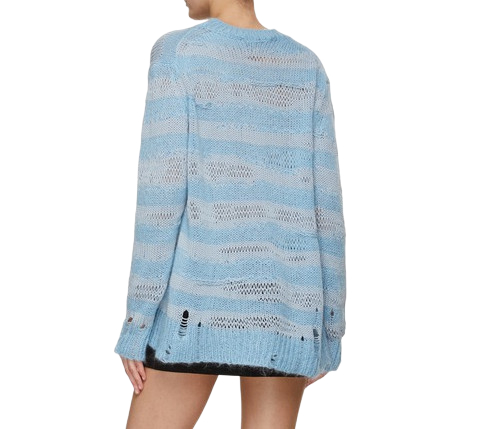 DISTRESSED STRIPED SWEATER