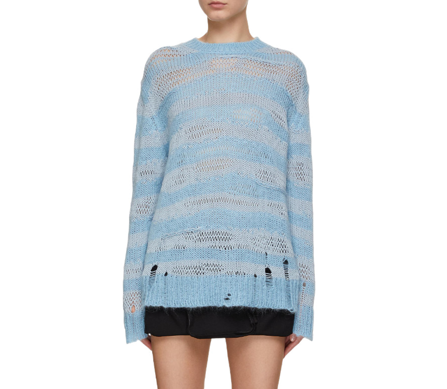 DISTRESSED STRIPED SWEATER